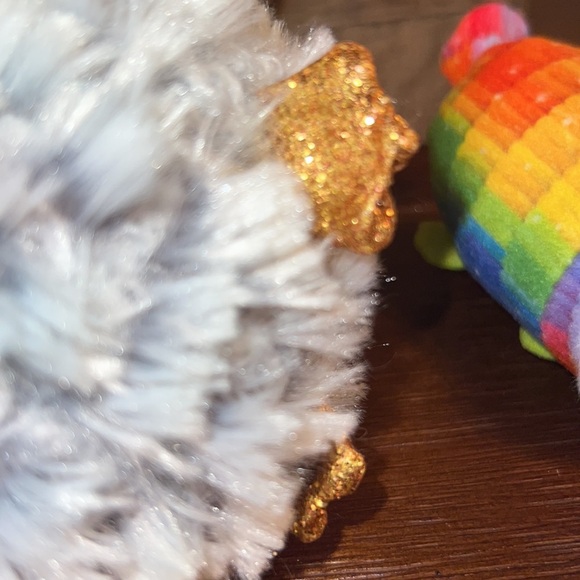 Ty Owls 🦉 2 Mimi baby owls, 1 larger grey white gold glitter Owlette TySilk​​ - Picture 7 of 8